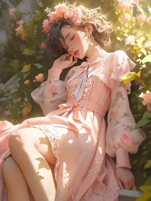 画廊画面：粉白花瓣与温柔的光